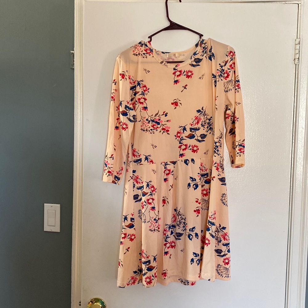 Peach Floral Short Dress